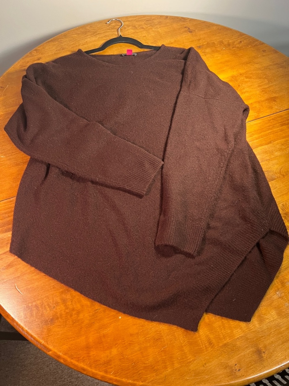 Women’s Maroon/Burgundy Crewneck Handkerchief Long Sweater